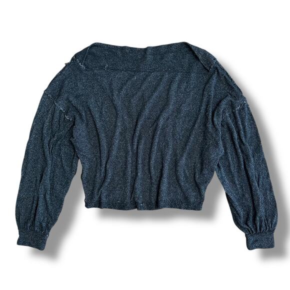 Free People Black Charcoal Cropped Pullover Sweater Women’s Small Slouchy Knit - Picture 1 of 7
